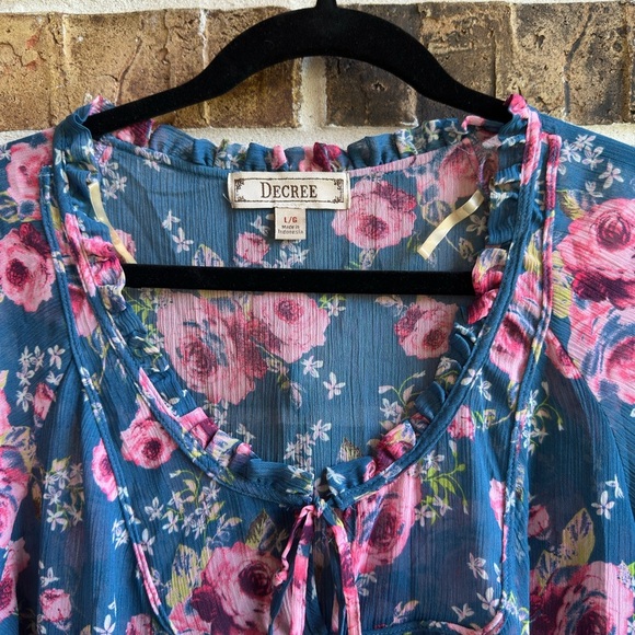 Decree Floral Blouse with Blue and Pink Huesos vintage - Picture 5 of 8